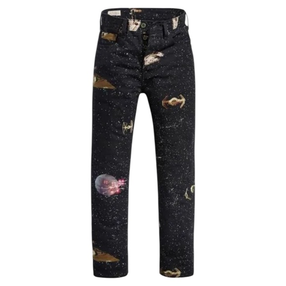 Levi’s X Star Wars 501 Original Straight Crop Jean size 25 in Black Multi - Picture 2 of 10